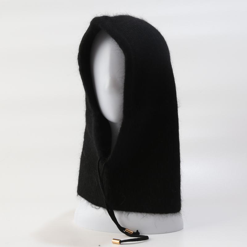 Вязаный шарф из кроличьей шерсти, шапка с капюшоном, женские кашемировые шапочки, теплая зимняя Балаклава унисекс, нагрудник для катания на лыжах, шерстяной чепчик на открытом воздухе, оптовая продажа