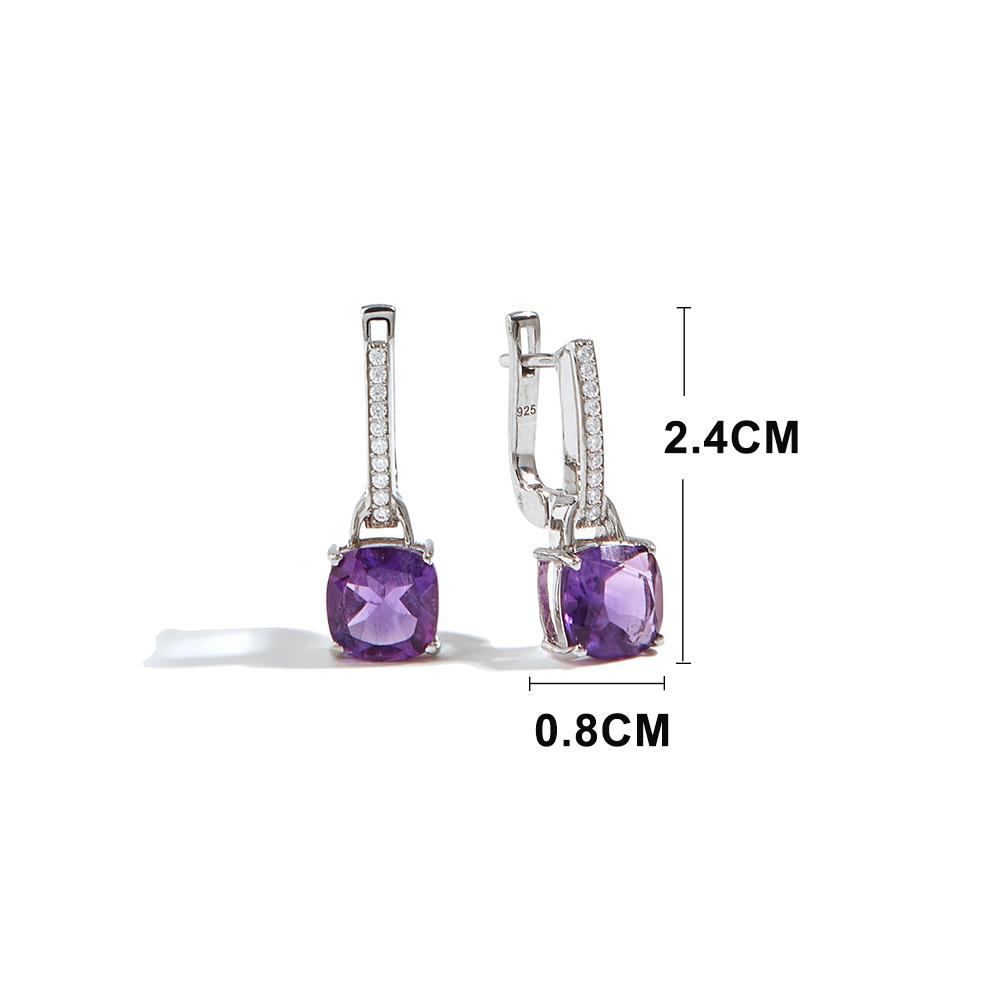 Stunning Silver Earring Ring Necklace for Women & Girls Natural Amethyst February Birthstone Jewelry Proposal Dating Love Gift