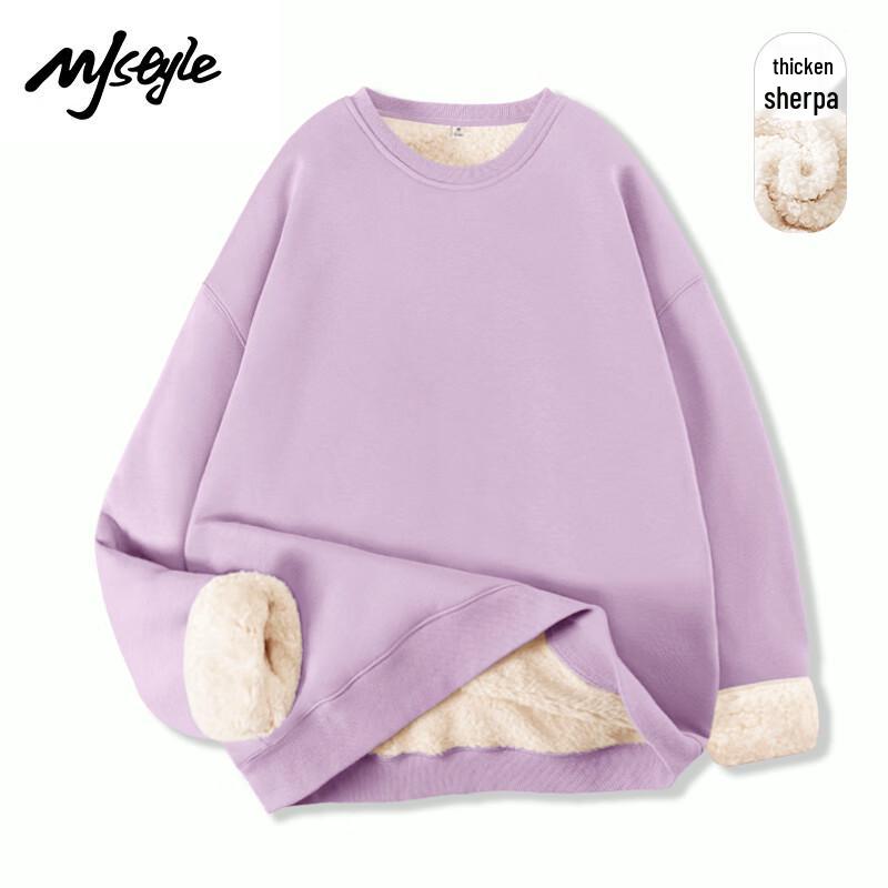 MJ STYLE Women's Lamb Fleece Round Neck Sweatshirt