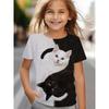Детские футболки Одежда для девочек Одежда 2024 Girl Cute Cat Летняя детская футболка 10-летняя одежда для девочек Детский топ для подростков