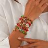 SHIXIN 5 Pcs/Set Cute Santa Claus Snowman Christmas Pendant Bracelet For Women 2026 Fashion Stackable Red Green Beaded Bracelet