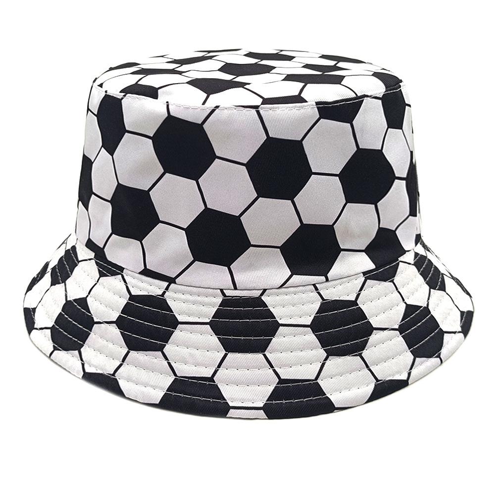 1pc Sunscreen Bucket Hat Football Print Fisherman Hat Double Sides Flat Top Panama Caps for Men Women Reversible Outdoor Sun Hat