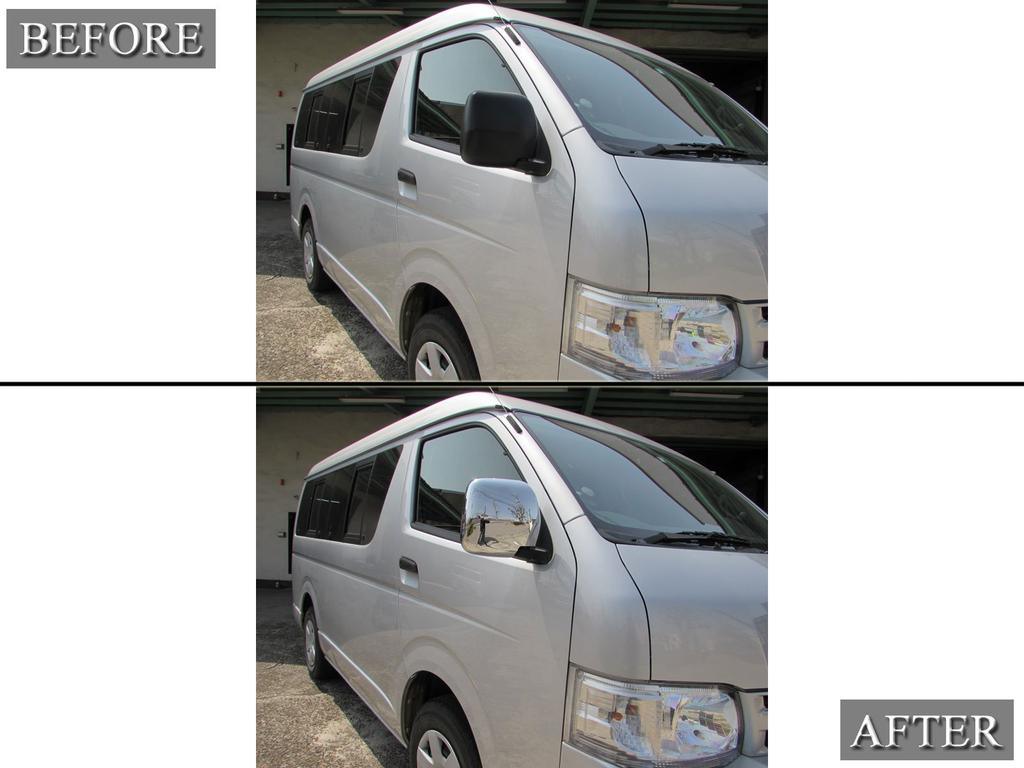 BRIGHTZ Chrome Door Mirror Covers for Toyota Hiace Van 200 for Type and 4 [MIR-SID-241] (Narrow, Standard, Wide) I, II, III, IV, 1, 2, 3, (Product