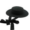 French Retro Black Light Top Low Top Flat Top Top Top Hat Women'S Summer Sunshade Vacation Beach Sun Protection Strap Straw Hat
