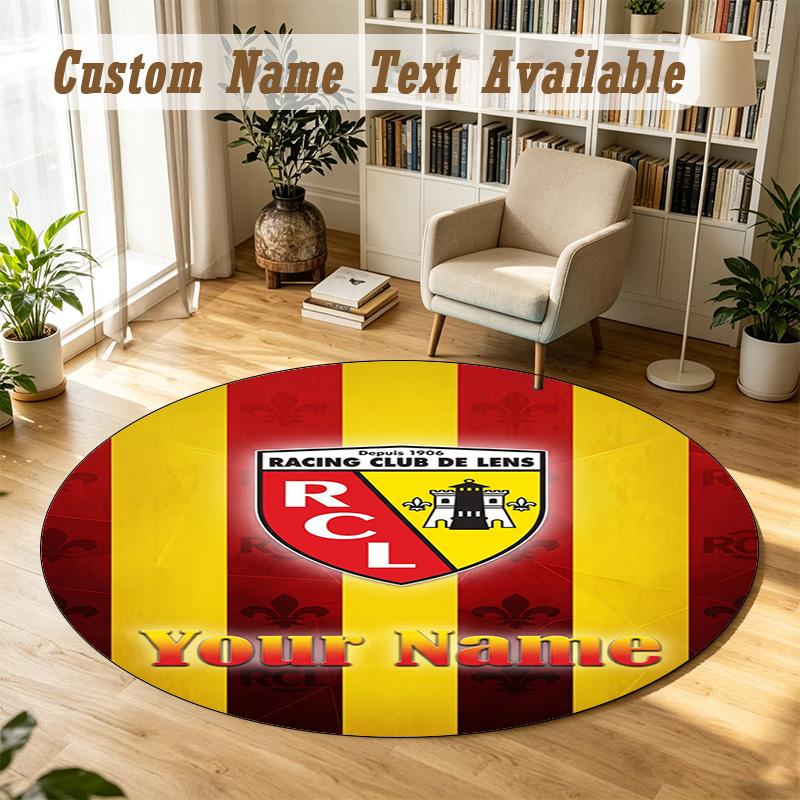 Round Rug Custom Nameracing club de lens Pattern Non Slip Carpet Home Floor Decor