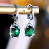 Нежные зеленые овальные серьги-подвески из циркония для женщин серебряного цвета, украшения для свадьбы, помолвки и вечеринки