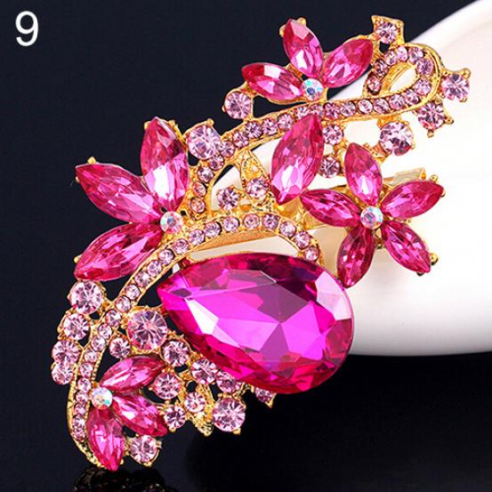 Waterdrop Flower Brooch Pin Rhinestone Crystal Brooches Bouquet Wedding Jewelry MIT