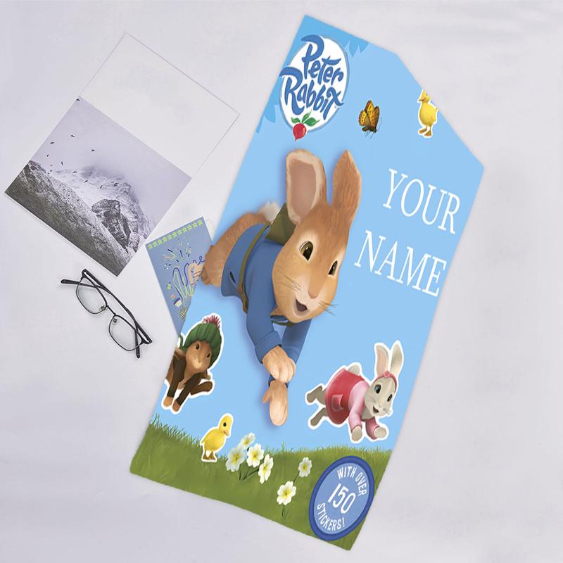 1pc Peter Rabbit2 Beach Towel with Custom Name, Beach/Swimming/Bath/Picnic/Camping Towel, Suitable for Seaside Beaches