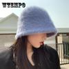 Hat Winter Women's Fashion Solid Color Rabbit Fur Hat Bucket Cap  Fisherman's Hat Retro Knitted Wool Basin Bucket Hat