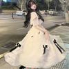 White Puff Sleeve Dress Women's Princess Vintage Puffy Dress