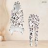 Women Plus Size White Printed Hooded Long Sleeve High Low Top Fitted Pants Two Piece Set