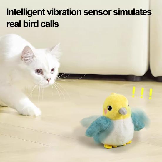 Cat Toy Electric Birds Rechargeable Plush Chirping Birds Flapping Wings Interactive Cat Toy for Indoor Outdoor Play Entertainment Mental Stimulation