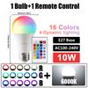 1-10pcs RGB Dimmable Bulb E27 B22 110V 220V Lamp Smart 24 Key Remote Control RGBW Light Dimming Bulbs for Livingroom