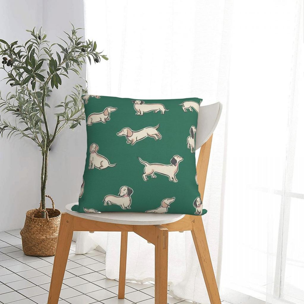 Sighthound Pet Dachshund Animal Hip Hop Cute Square Pillow Cases Dog Lover Cushion Cover Vintage Decorative Pillowcase for Home