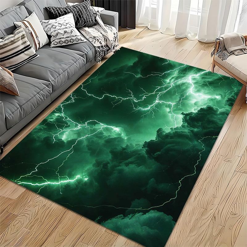 Green Lightning Storm Design suitable as a non-slip mat for the living room or bedroom sofa