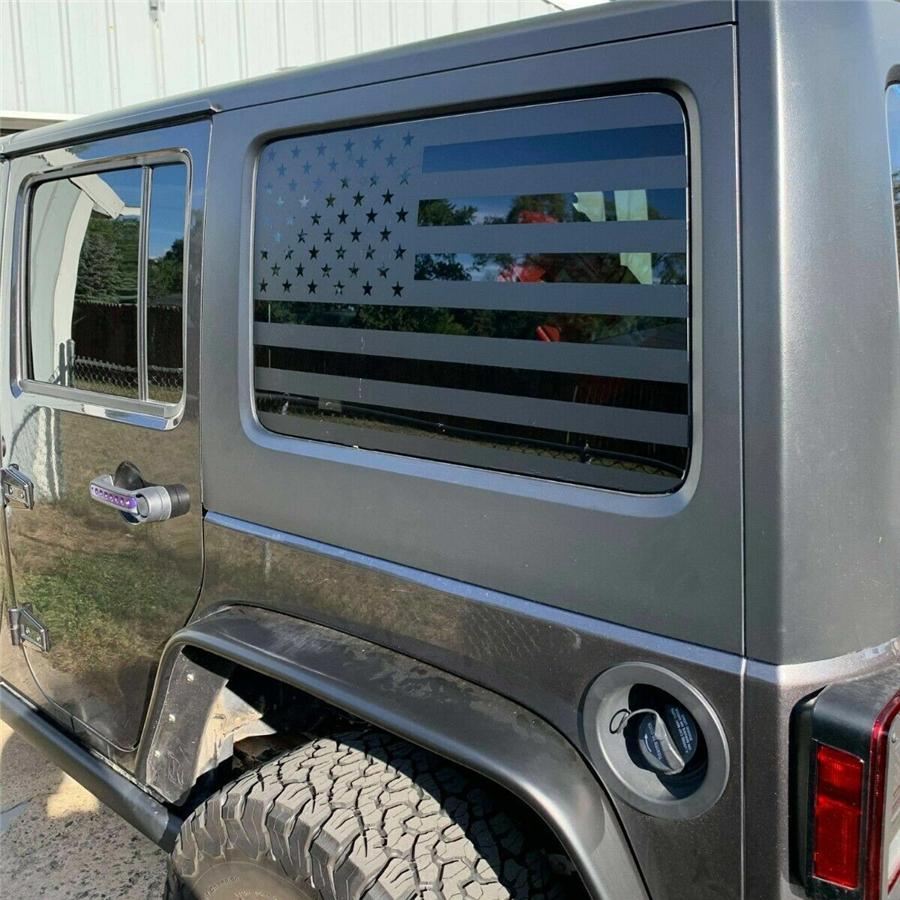 2x Наклейка-декаль на окно с американским флагом для Jeep Wrangler JK JKU 2007-2017 4-дверный
