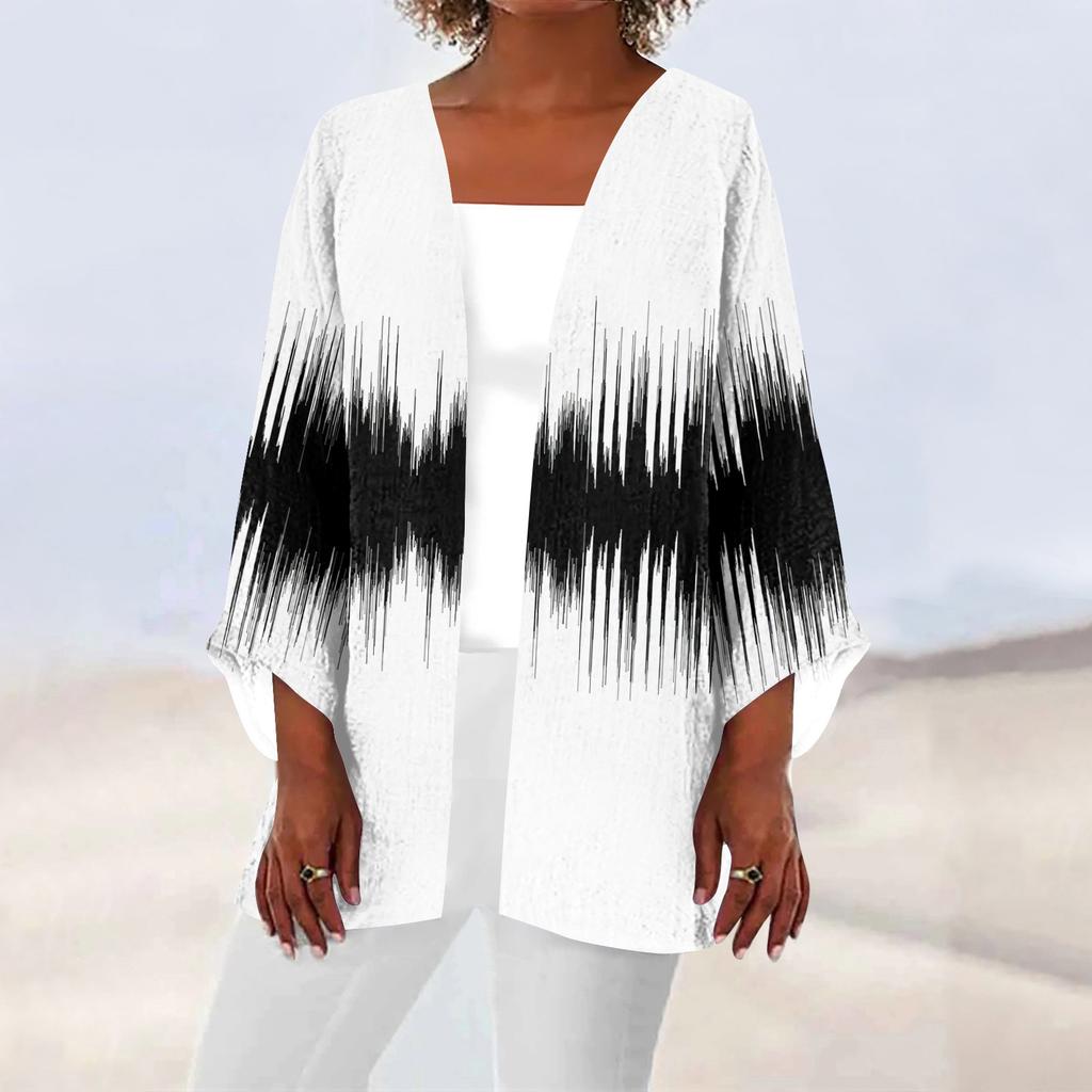 Женская повседневная модная легкая куртка средней длины с принтом, кардиган