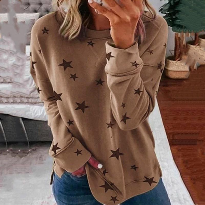 Футболка женская Hot Cakes New Star Printing Splicing Clothing Модная футболка с длинными рукавами Футболка женская YRW6951