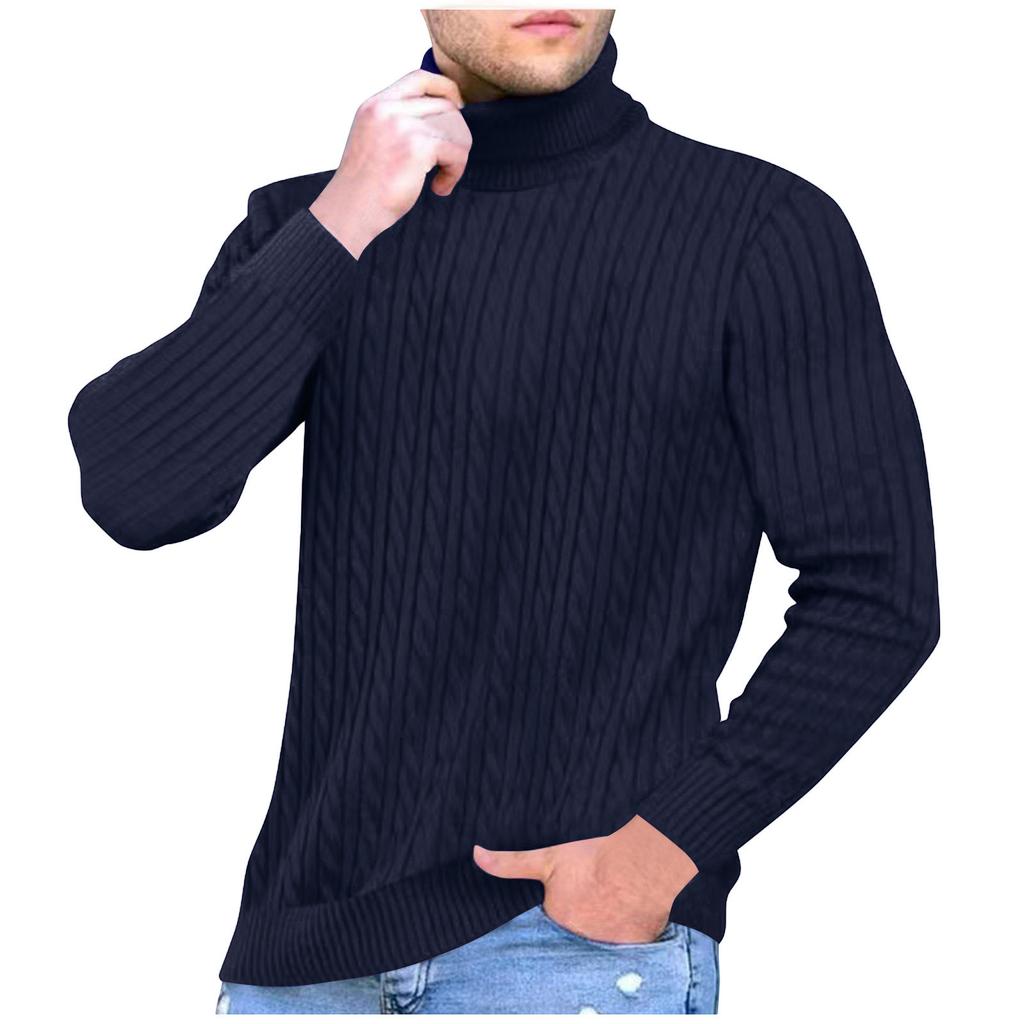 Men's Turtleneck Sweater Men's Casual Fashion Textured Pullover Bottoming Sweater