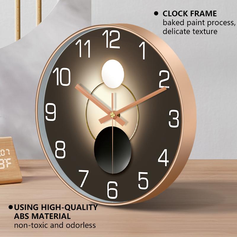 Artistic Geometric Wall Clock Black & Rose Golden Frame Silent Quartz Clock Creative 2D Dial Bedroom Living Room Office Decor