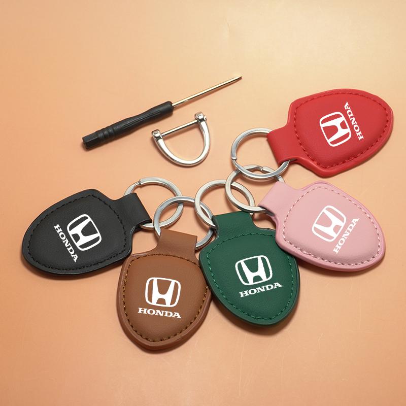 Leather Car Keychain Key Chain Keyring Pendant Accessories For Honda Civic Accord Fit CRV Jazz Odyssey Insight Legend Stream HRV SV0