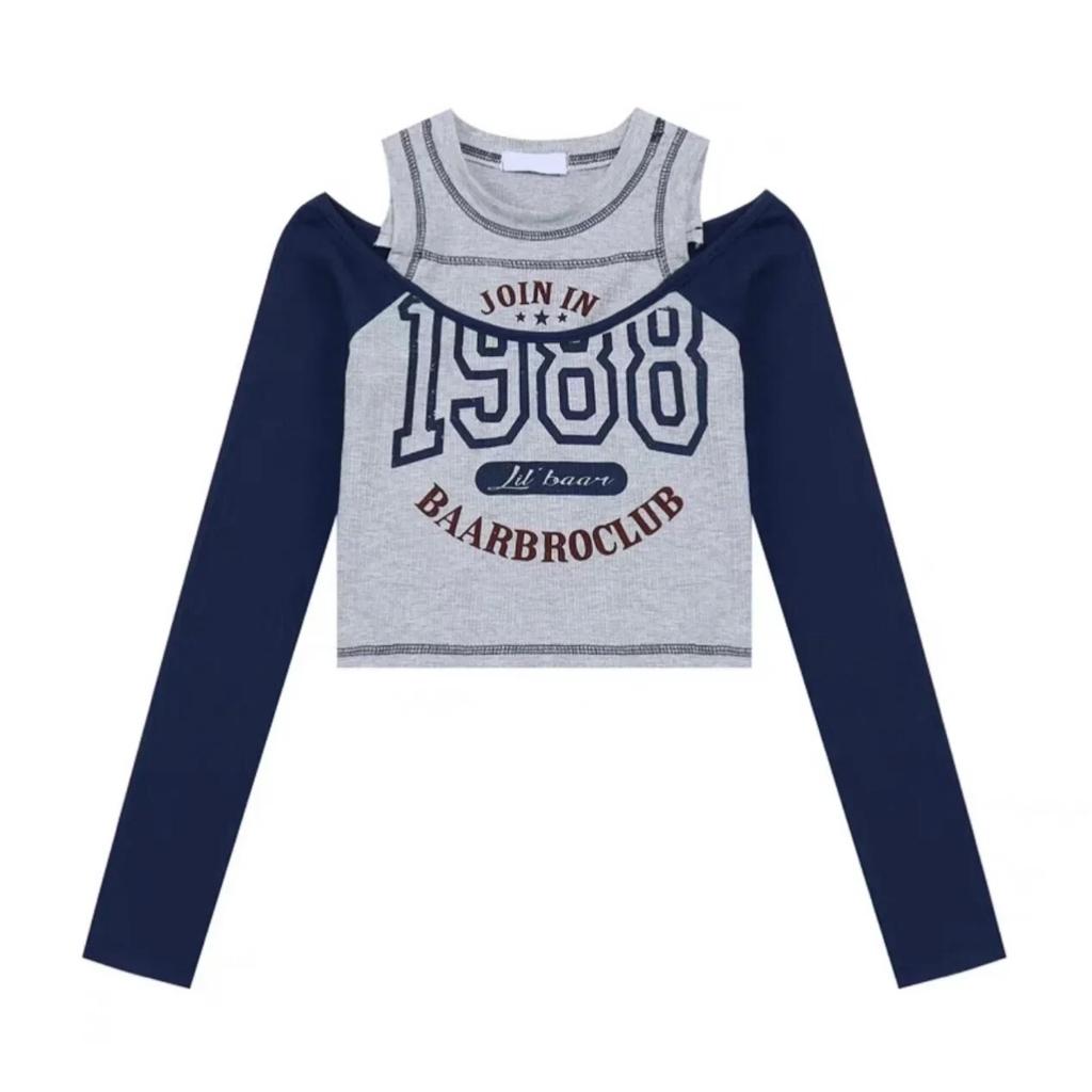 Y2k T-shirt Streetwear Vintage Korean Style Crop Top Women T-shirt Sexy Retro Letter Printed T Shirts Off Shoulder Aesthetic Clothes