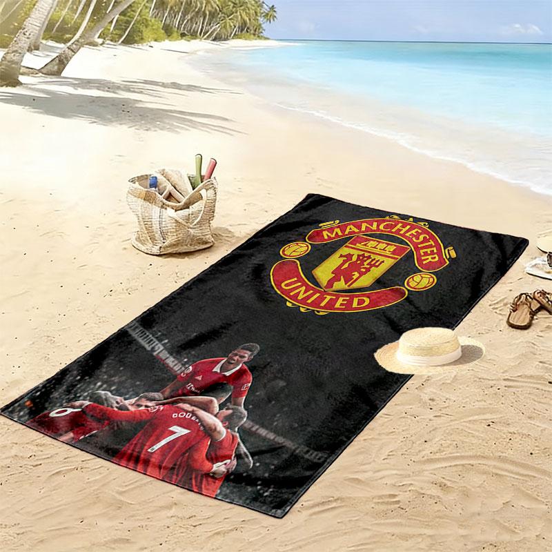 Sacred MUFC Badge Print Beach Towel, Large Soft Quick Dry Towel for Beach Camping Swimming
