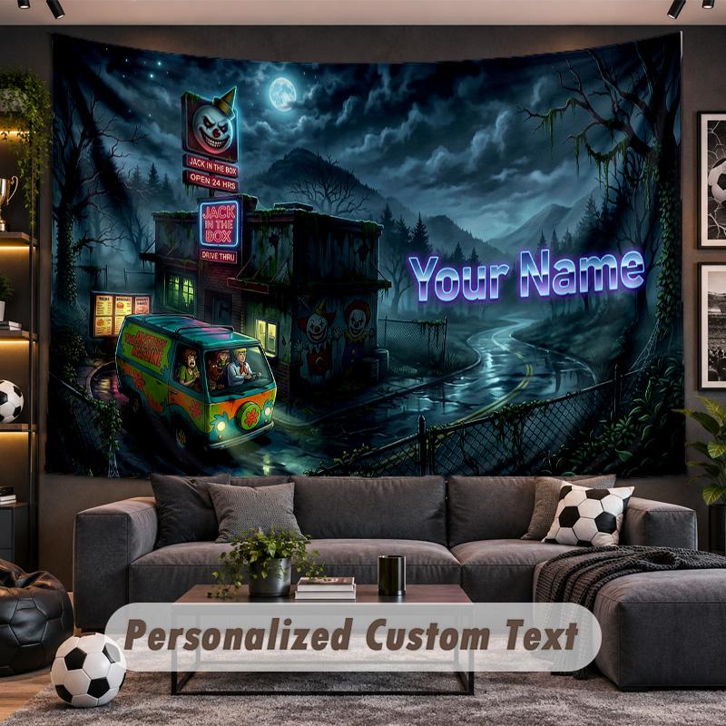 Scooby-Doo Personalized Tapestry Support Custom Name, Wall Art Home Decoration
