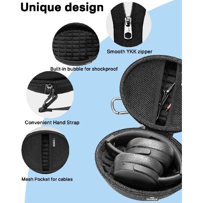 Hard Travel Carrying Case Compatible with Skullcandy Crusher Over-Ear Headphones. (Case Only, Not Include The Device)-Black(Black Lining)