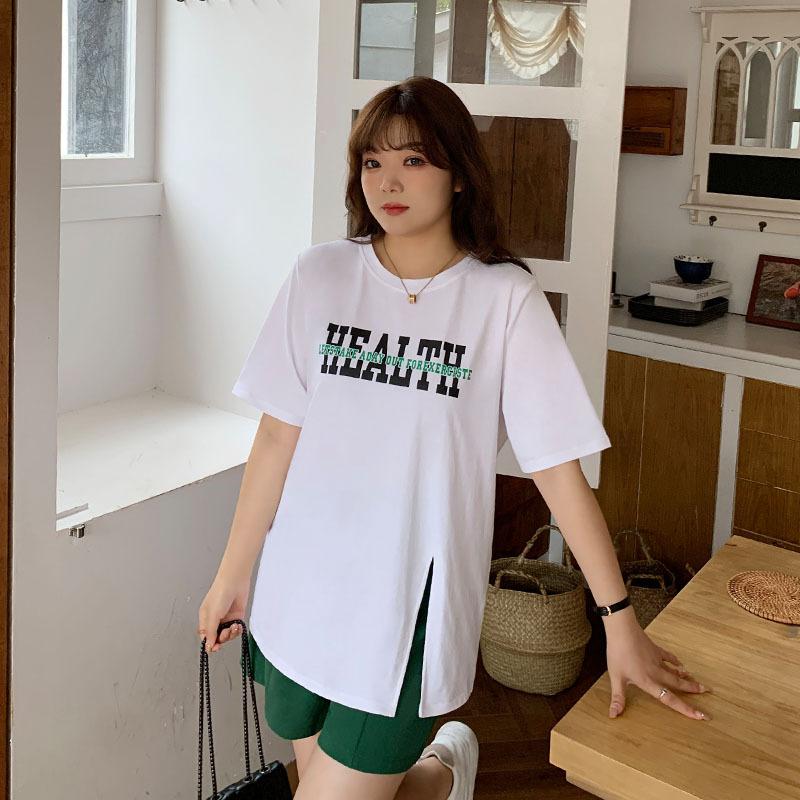 Плюс Размер Женская Летняя Новая Свободная Тонкая Модная Футболка С Короткими Рукавами