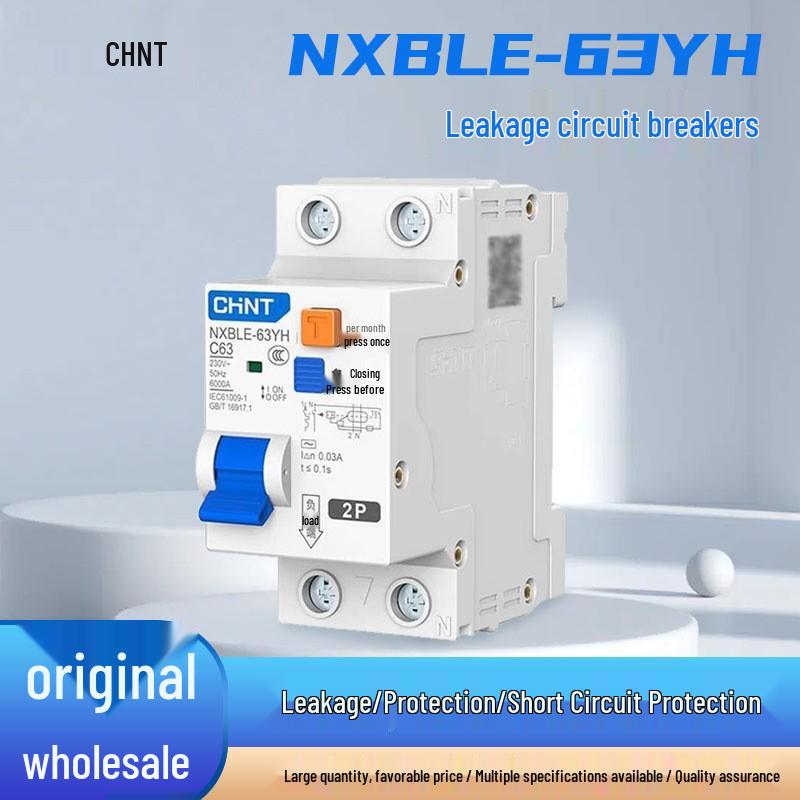 Chint NXBLE-63YH 16A Residual Current Circuit Breaker, Narrow Body, 2-Pole, 63A