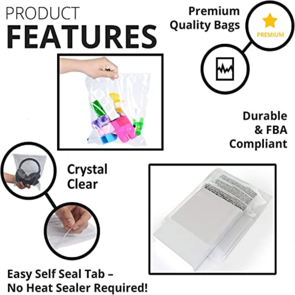 100pcs Cookies Self Closing Cello Bag Suffocation Warning Poly Bags Self Sealing Clear