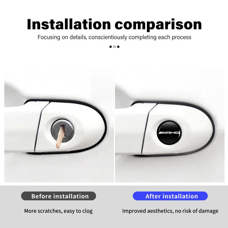 8pcs Car Door Keyhole Sticker Lock Protector Anti-blocking Decal For Mercedes Benz AMG A B C E S G Class W201 W210 W108 W205 AA4