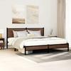 VidaXL Metal Bed Frames with Brown Oak Headboard 180x200 Cm, Double Bed, Bedroom Furniture, Bed 3301405