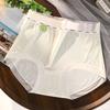 Plus Size Women's Cool Ice Silk High Waist Pure Cotton 7A Anti Bacterial Crotch Small Fragrance Air Seamless Underwear