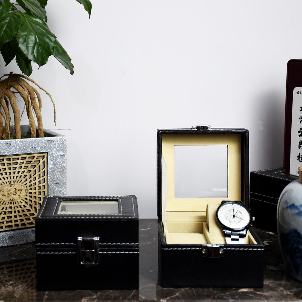 PU Leather Watch Box Black Watch Storage Box Luxury Watch Display Box