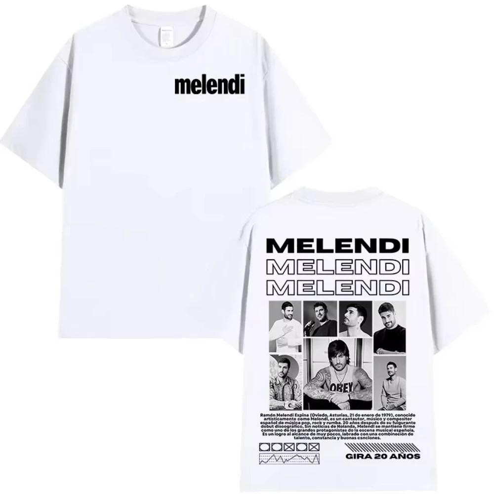 Rapper Melendi Tour 2026 New Album Merch Tee Shirt Unisex Clothing Hip Hop Oversized T-shirts Vintage High Quality Cotton T-shirt