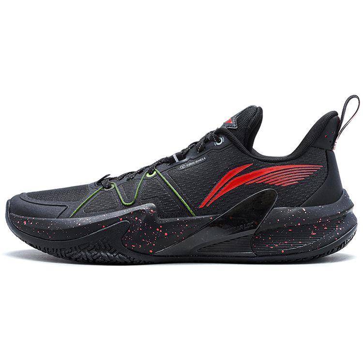 Lining Light Speed 1.5 Fabric Synthetic Leather Wear-Resistant Breathable Rebound Low-Top Basketball Shoes Men Sneakers Black Red ABAT101-4