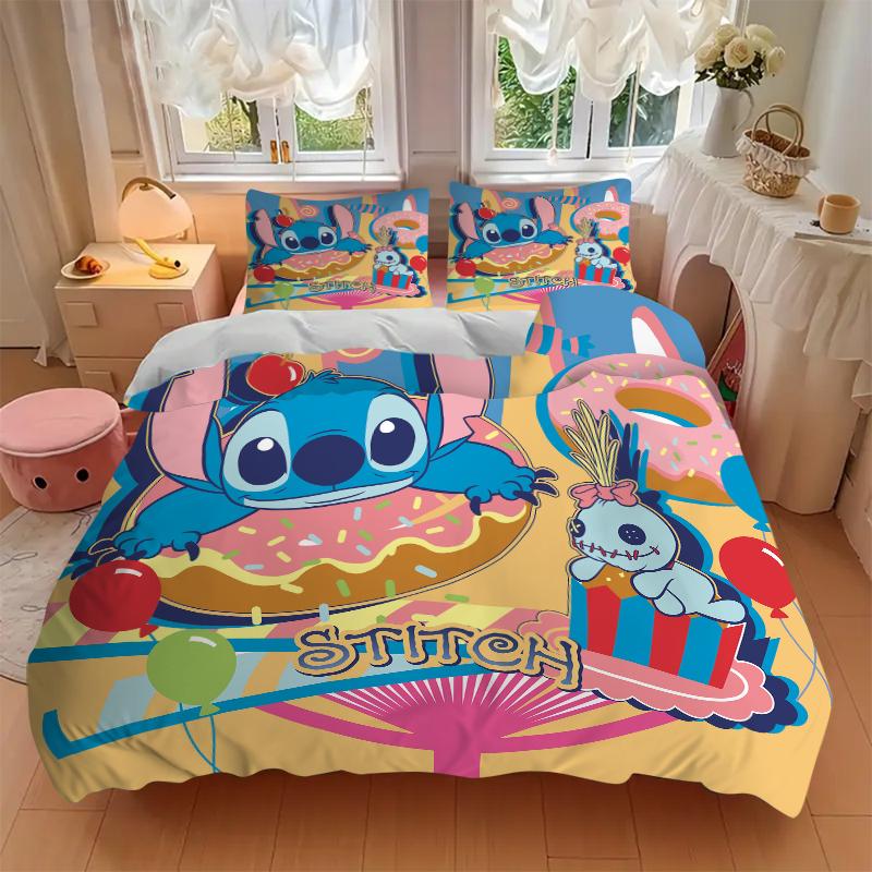 3Pcs Stitch'S Sweet Celebration Bedding Sets For All Sizes New 3D Printed Bed Cover Comforter Duvet Cover Pillowcase Bedroom Decoration