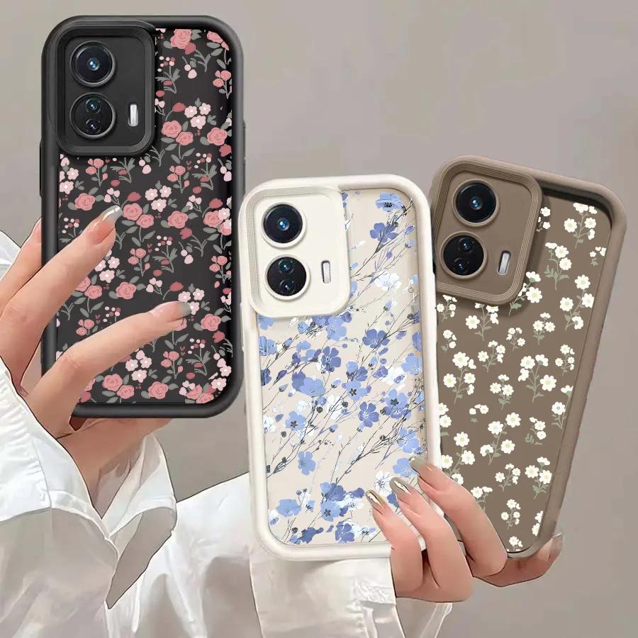 Маленький Цветочный Чехол-Роза для Motorola Moto Edge 40 Neo 50 Fusion Pro G85 G54 5G G34 G24 G14 G32 G52 E32 Чехол Мягкий Силиконовый Couqe