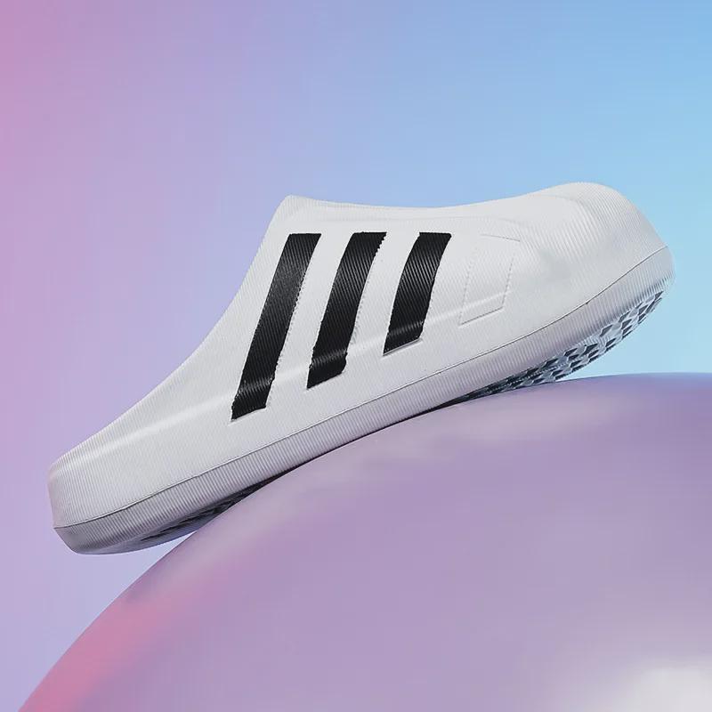 Unisex Black and White Slip-On Shell Toe Slippers with Thick and Light Soles - Campus Trend All-Match.