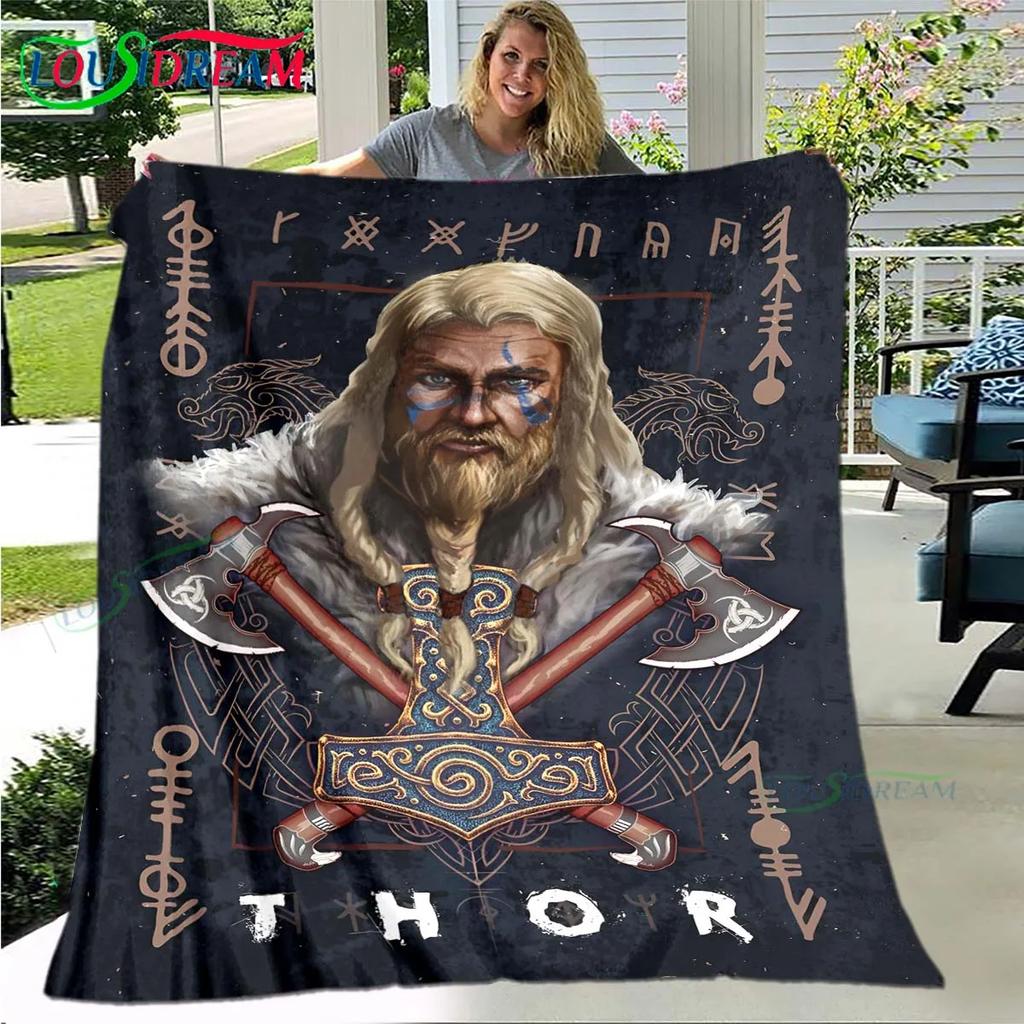 Nordic Viking Mythology Soft Blanket Sports Living Room Bedroom Sofa Bed Blanket Birthday Gift Travel Office Lunch Break Blanket