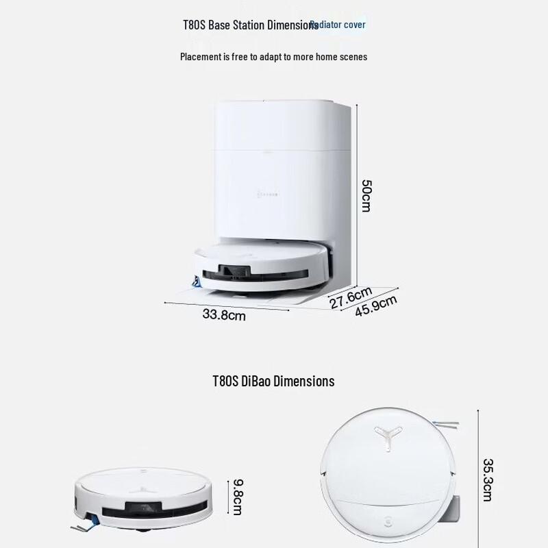 ECOVACS T80S Робот-пылесос и полотер «всё в одном» Вилка CN (адаптер в комплекте)
