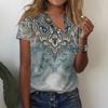 Women's T Shirt Tee Print Button Short Sleeve Daily Weekend Fashion V- Neck Regular Top
