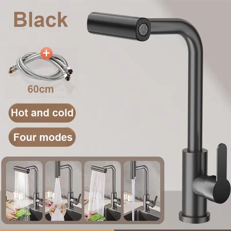 Kitchen Faucet Brass Metal Gray Faucet Kitchen Sink Faucet Pull-out Mixer Hot and Cold Water Taps Deck Mounted