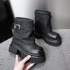 Ботинки Мартин на толстой подошве женские 2025 новые осенне-зимние ботинки-трубы до середины голени с внутренней высотой, увеличивающей рост, ботинки-рукава, короткие ботинки на платформе, wo