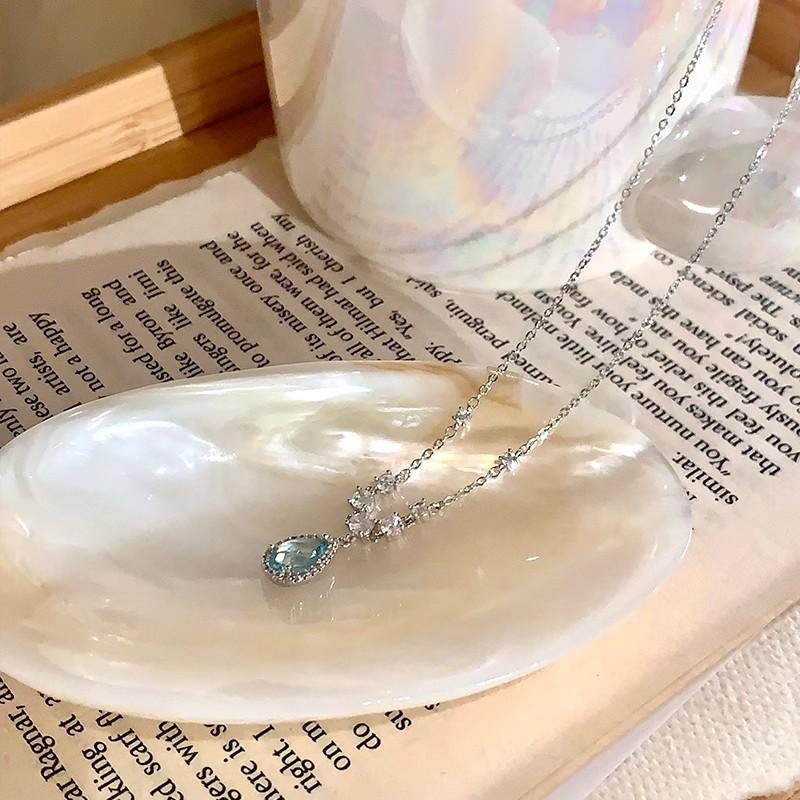 Цепочка с кулоном в виде капли воды и цирконами Женская Легкая Роскошь Нишевый Стиль Интернет-знаменитости Простая Универсальная Цепочка на Ключицы