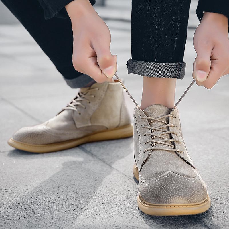 Модная осенне-зимняя мужская кожаная обувь Модный стиль броги Уличная обувь для прогулок Повседневная офисная обувь для мотоцикла для взрослых 38-46