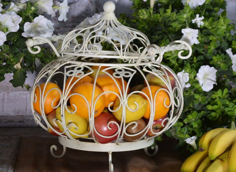 White Openwork Metal Fruit Platter in the Provence Style