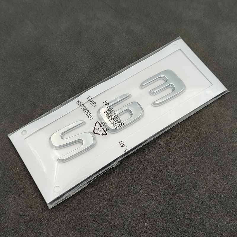 3D ABS Chrome Logo S63 Letters Car Trunk Emblem Badge Decal For Mercedes Benz S63 AMG W222 W221 C217 S63 Sticker Accessories QN1